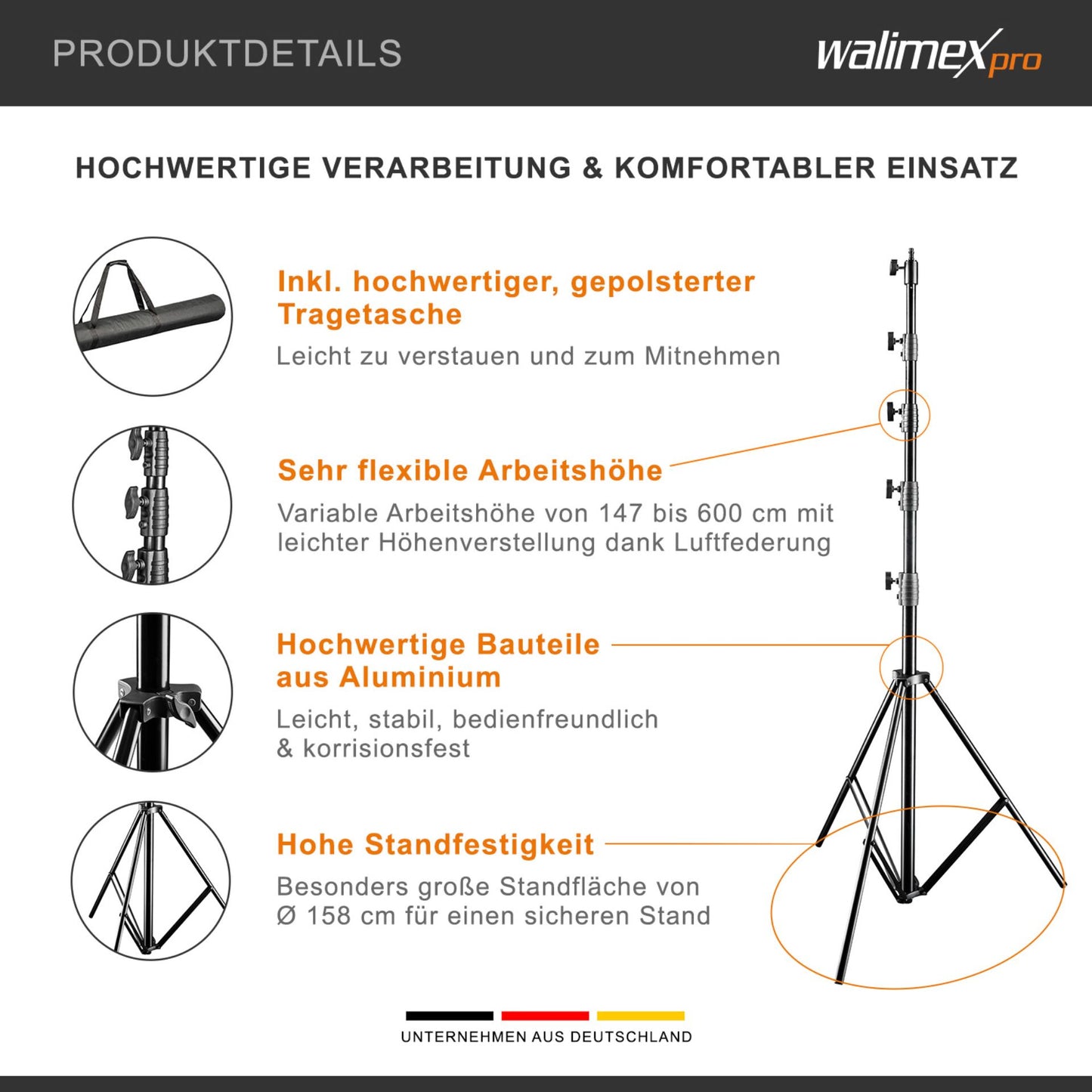 Tripé de Iluminação Walimex Pro Jumbo AIR 600cm