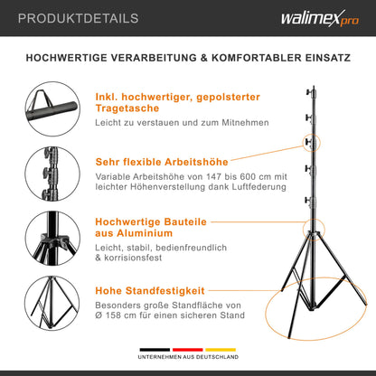 Tripé de Iluminação Walimex Pro Jumbo AIR 600cm