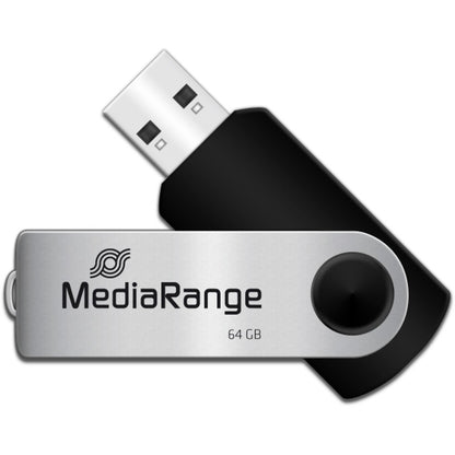 Pen USB MediaRange Flexi-Drive 64GB USB-A 2.0 Preto/Prata