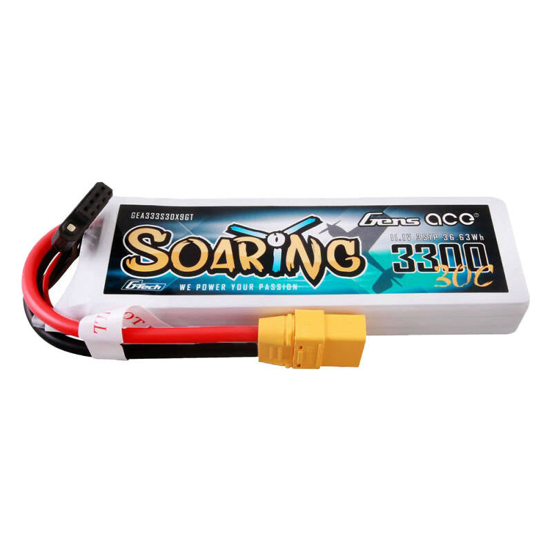 Gens ace G-Tech Soaring 3300mAh 11.1V 30C 3S1P Lipo Battery Pack with XT90 plug_0