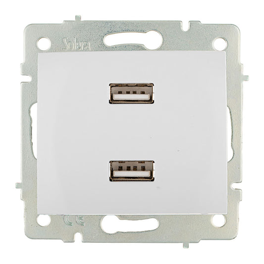 Carregador duplo usb 230v 5v 4200ma branco de encastrar erp2usb sÃ©rie europa solera erp2usb_0