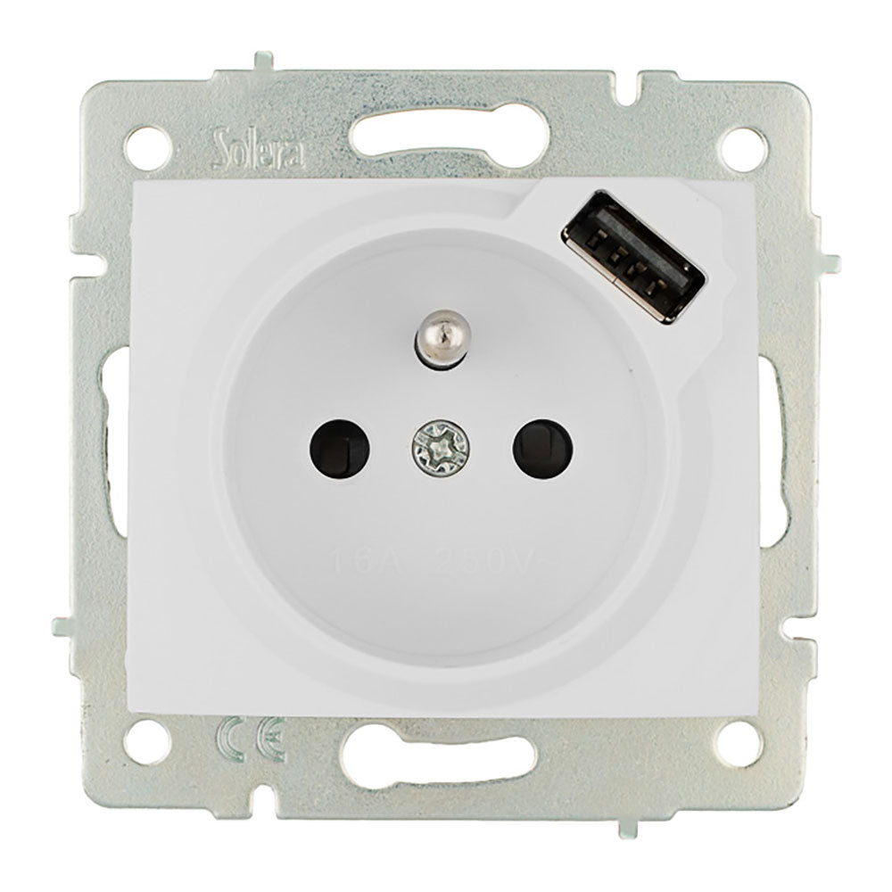 Tomada bipolar com t/t com tomada francesa 16a 250v com usb obturador sÃ©rie europa solera erp60fusb_0