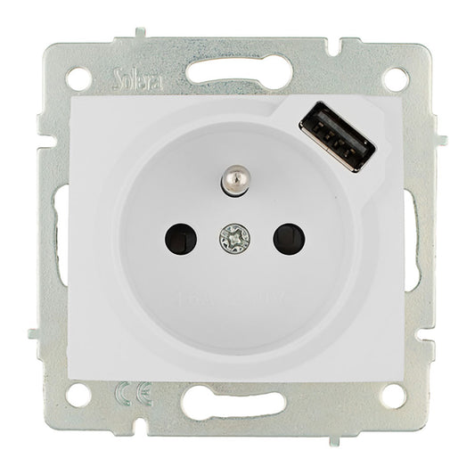 Tomada bipolar com t/t com tomada francesa 16a 250v com usb obturador sÃ©rie europa solera erp60fusb_0