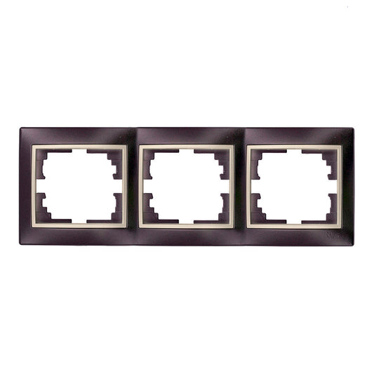 Estrutura horizontal triplo, estrutura preto e aro pÃ©rola 225x81x10mm sÃ©rie europa solera erp73nu_0