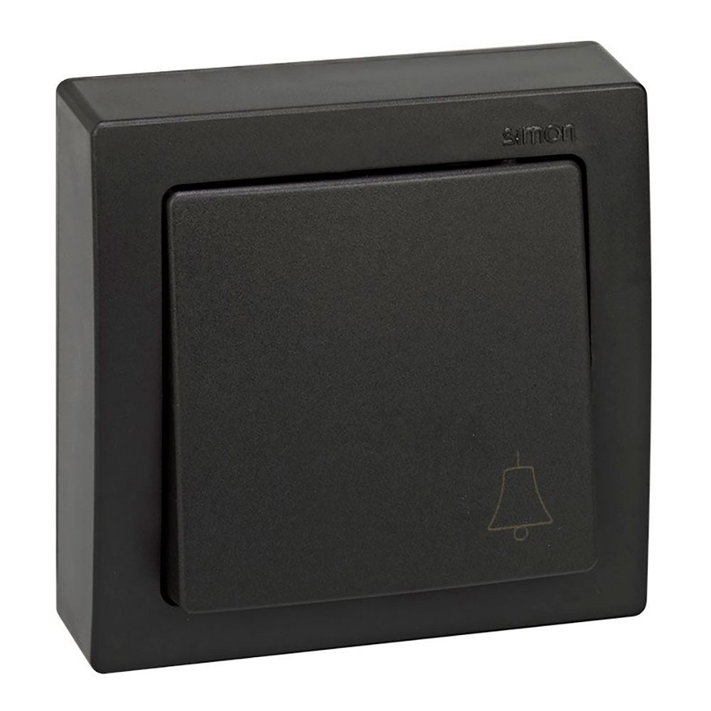 Pulsador de superfÃ­cie, 10 ax 250 v~, ip20, sÃ©rie simon73 loft, sÃ­mbolo campainha gravado, grafite, retractilado_0