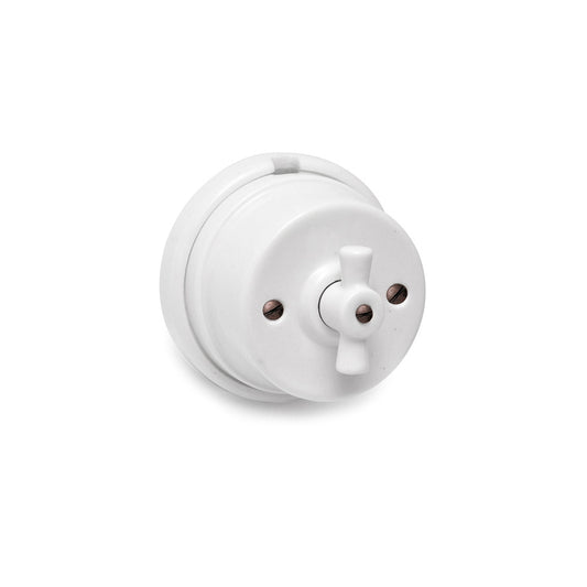 Comutador laÃ§o porcelana superficie serie vintage 10a 250v Ã¸80mm branco_0