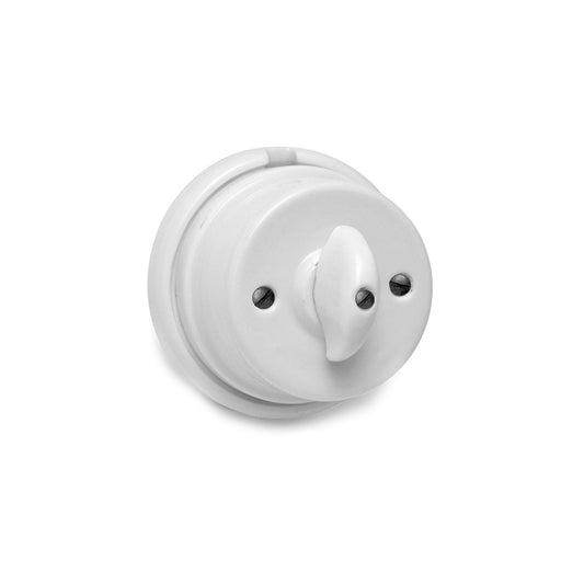 Comutador laÃ§o porcelana superficie serie vintage 10a 250v Ã¸80mm branco_0