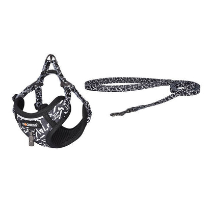 Dog set Dogness harness and leash (Black and white)_0
