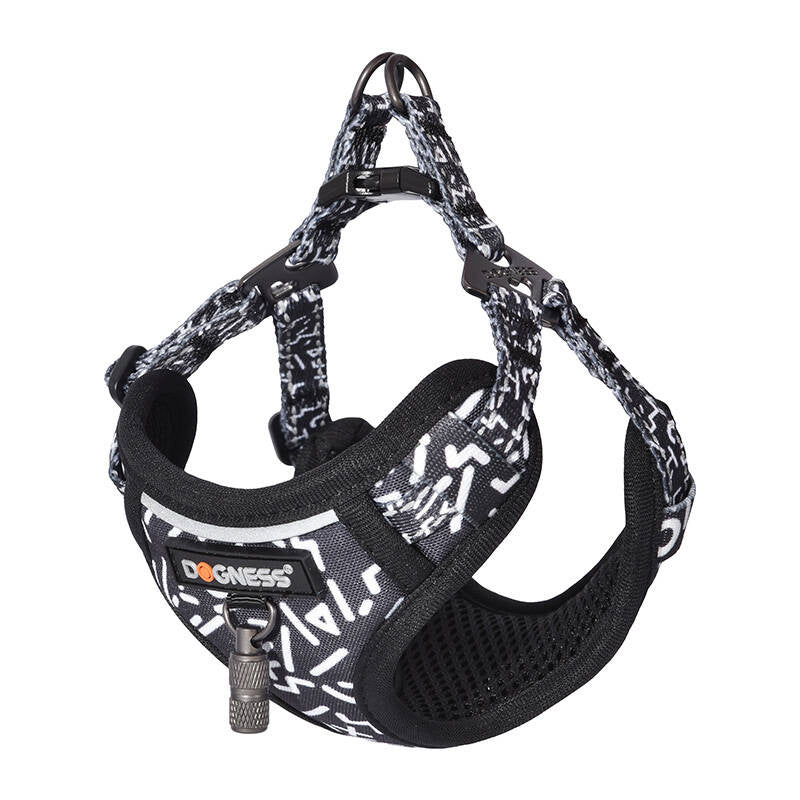 Dog set Dogness harness and leash (Black and white)_1