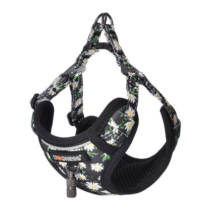 Dog set Dogness harness and leash (Daisy Black)_1