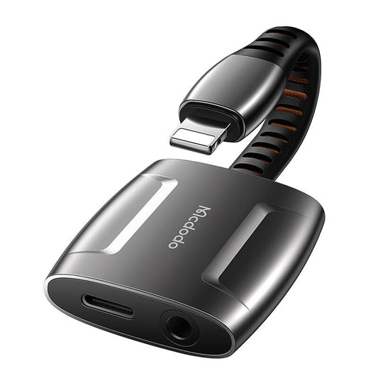 Lightning to Lightning + AUX 3.5mm mini jack adapter, Mcdodo CA-6340 (black)_0