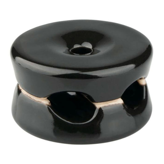 Suporte para cabos porcelana redondo duplo preto, 5 pcs Ã¸32 x 18,6 mm_0