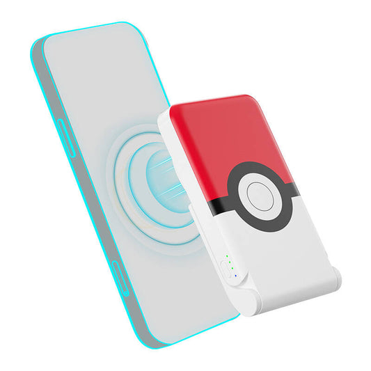 Magnetic powerbank OTL 5000 mAh, USB-C 15W, Pokemon Pokeball with stand (red-white)_0