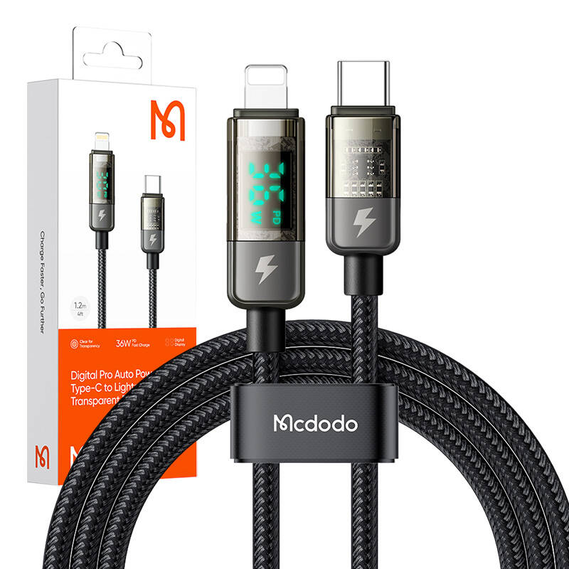 Mcdodo CA-3600 USB-C to Lightning cable, auto power off, 36W, 1.2m (black)_3