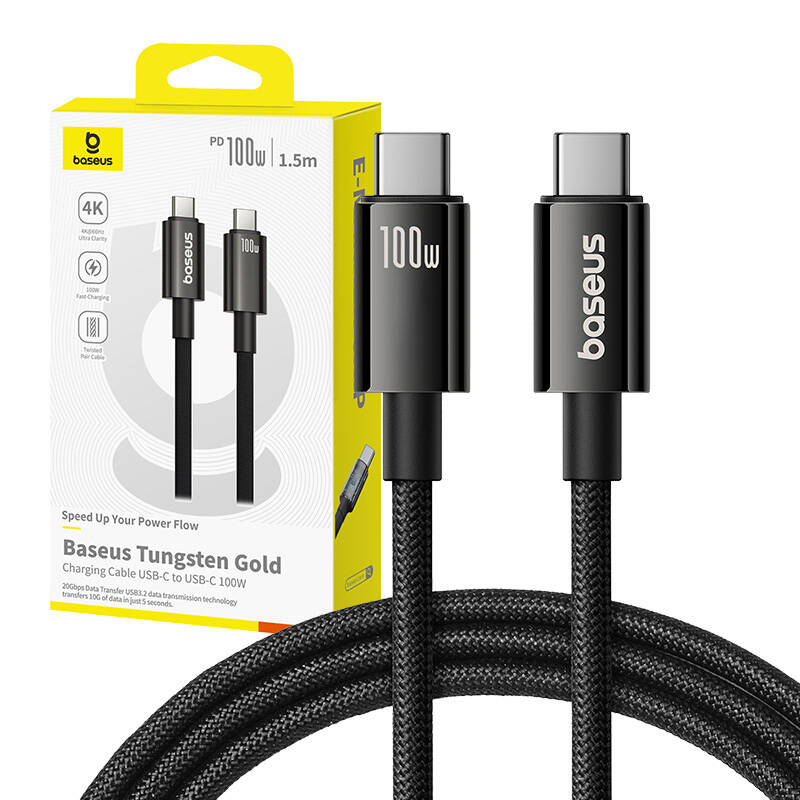 Baseus Tungsten Gold USB-C 3.2 / USB-C 3.2 cable 100W 4K 60Hz 1.5m - black_16