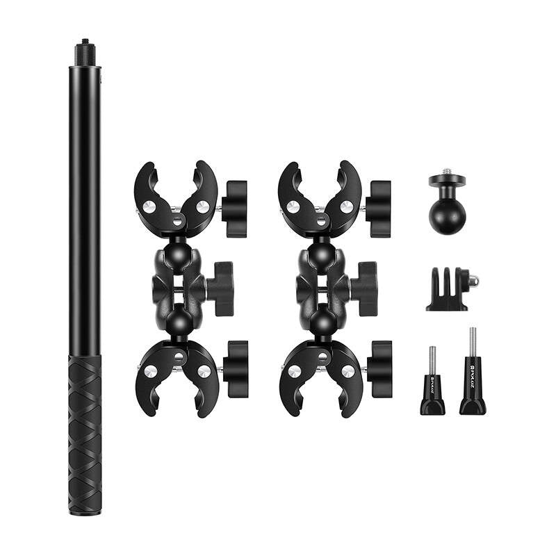 Motorcycle/bicycle mount PULUZ with two clamps and selfie stick 150 cm_1