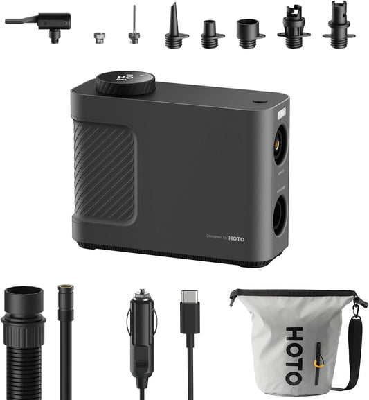 Portable compressor, pump HOTO QWCQB002 (3x 2500 mAh, 150 PSI, 350 L, 12V)_0