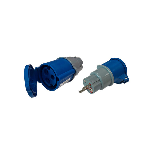 Adaptador schuko macho para cetac fÃªmea, 2p+t, 250 v 16 a, azul e cinza_0