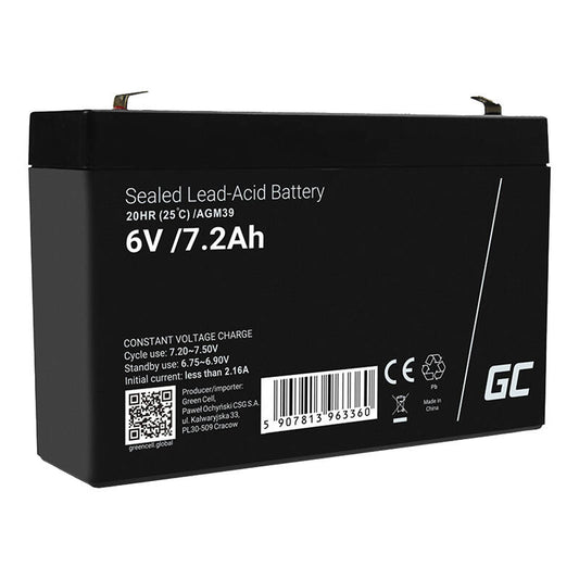 Green Cell AGM VRLA 6V 7.2Ah maintenance-free battery for the alarm system, cash register, toys_0