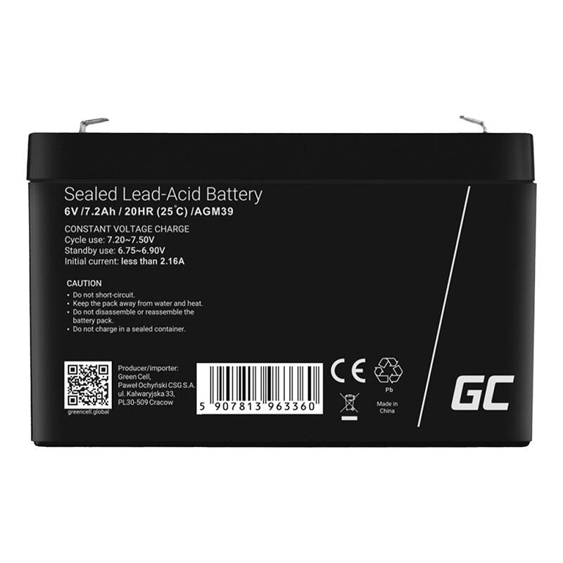Green Cell AGM VRLA 6V 7.2Ah maintenance-free battery for the alarm system, cash register, toys_3