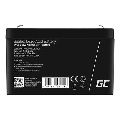 Green Cell AGM VRLA 6V 7.2Ah maintenance-free battery for the alarm system, cash register, toys_3