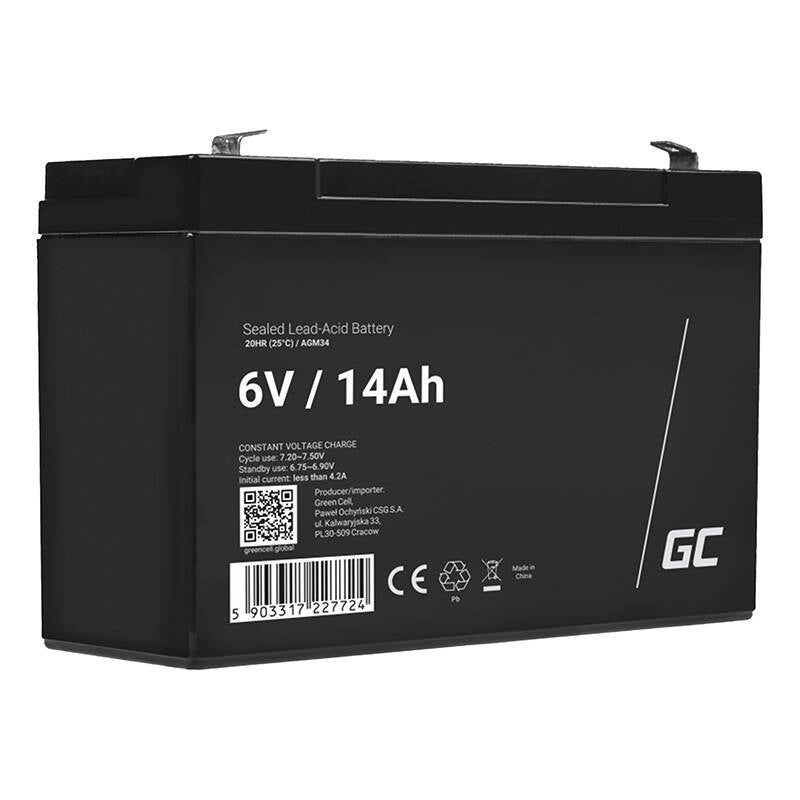 Maintenance-free AGM VRLA Green Cell AGM34 6V 14Ah Battery (for alarm system, cash register, toy)_0