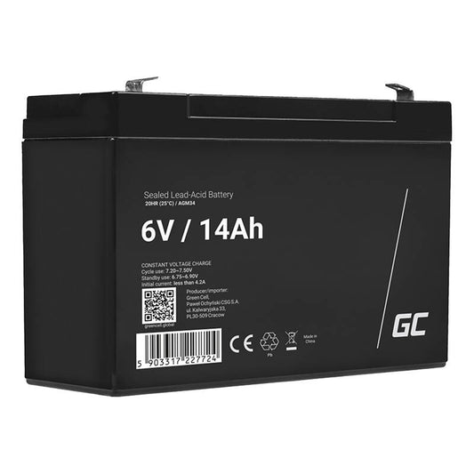 Maintenance-free AGM VRLA Green Cell AGM34 6V 14Ah Battery (for alarm system, cash register, toy)_0