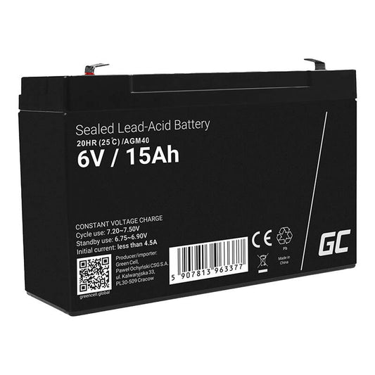 Maintenance-free AGM VRLA Battery Green Cell AGM40 6V 15Ah (for alarm system, cash register, toy)_0