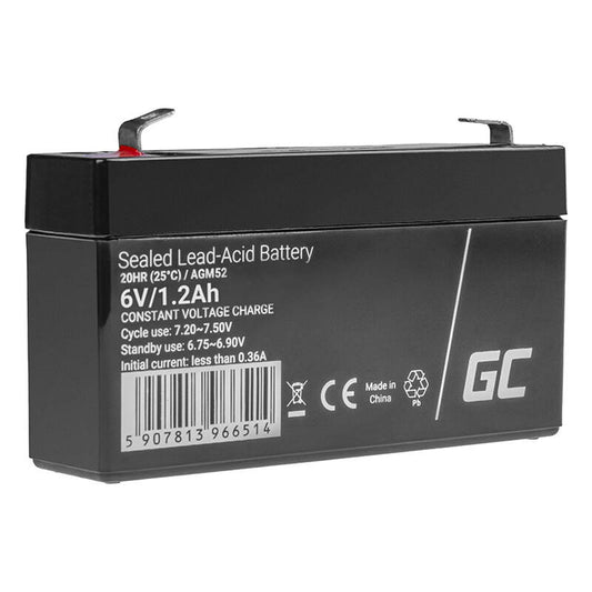 Maintenance-free AGM VRLA Battery Green Cell AGM52 6V 1.2Ah (for alarm system, cash register, toy)_0