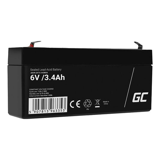 Maintenance-free AGM VRLA Green Cell AGM38 6V 3.4Ah Battery (for alarm system, cash register, toy)_0