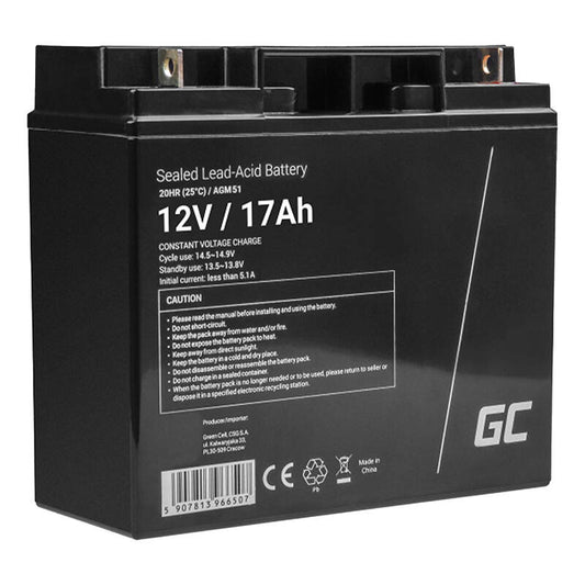 Green Cell AGM VRLA 12V 17Ah maintenance-free battery for mower, scooter, boat, wheelchair_0