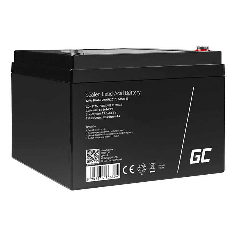 Green Cell AGM VRLA 12V 28Ah maintenance-free battery for boats, scooters, toys, wheelchairs kampera_1