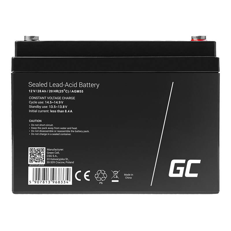 Green Cell AGM VRLA 12V 28Ah maintenance-free battery for boats, scooters, toys, wheelchairs kampera_7