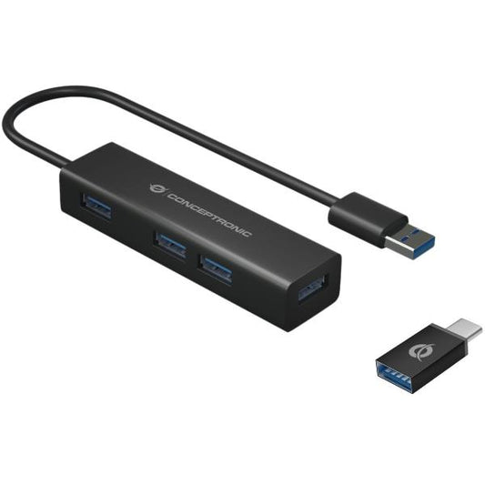 HUB USB 3.0 4-PORTE in ALLUMINIO con Adattatore da USB-C a USB-A_1