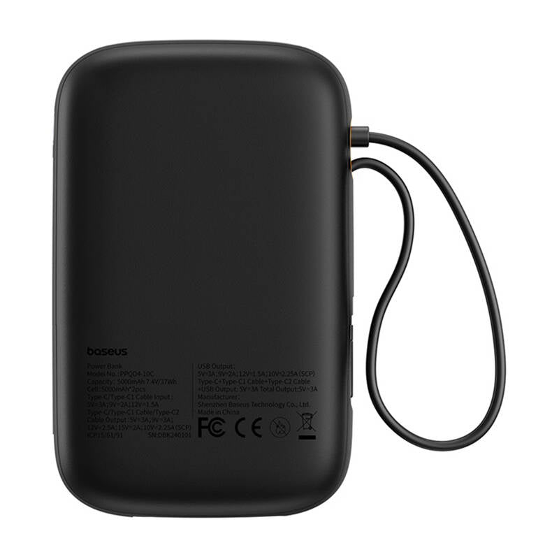Baseus QPow 2 30W 10000mAh Power Bank with Built-in USB-C Cables - Black_3