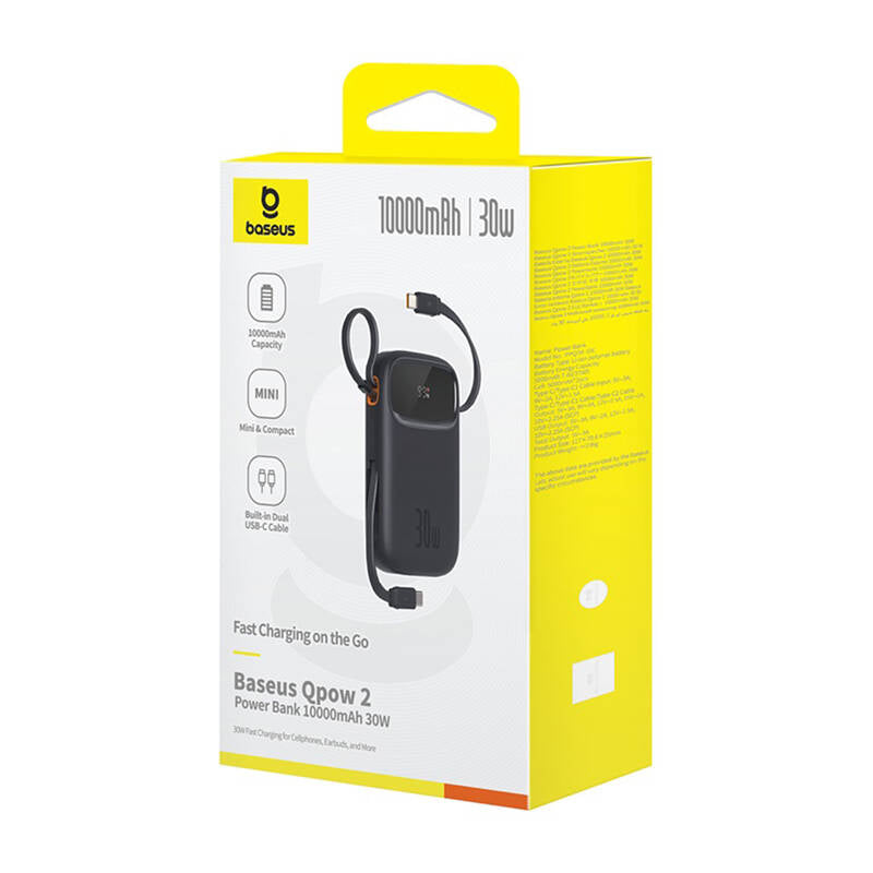 Baseus QPow 2 30W 10000mAh Power Bank with Built-in USB-C Cables - Black_13
