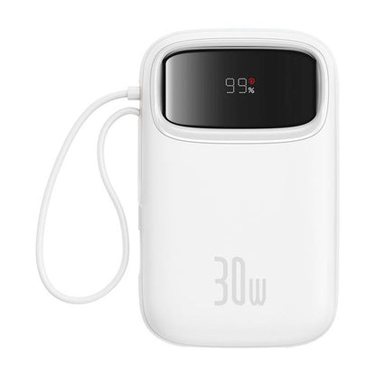 Baseus QPow 2 30W 10000mAh Power Bank with Built-in USB-C Cables - White_1