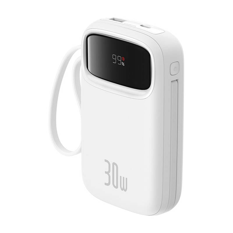 Baseus QPow 2 30W 10000mAh Power Bank with Built-in USB-C Cables - White_5