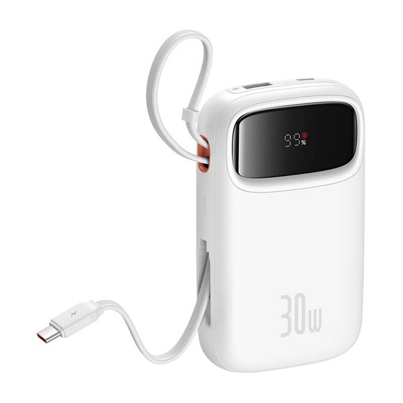 Baseus QPow 2 30W 10000mAh Power Bank with Built-in USB-C Cables - White_7