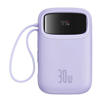 Baseus QPow 2 30W 10000mAh Power Bank with Built-in USB-C Cables - Purple_1