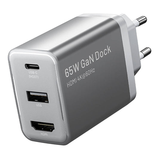 Vention FJAH0-EU USB(C+A)+HDMI GaN mains charger (60W/5W/4K@60Hz) (grey)_0