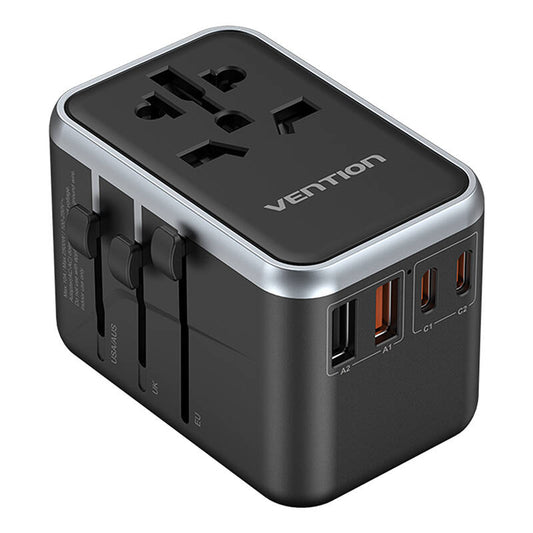 Vention FJFB0 GaN 2xUSB-C 2xUSB-A Universal Travel Adapter 65W (black)_0
