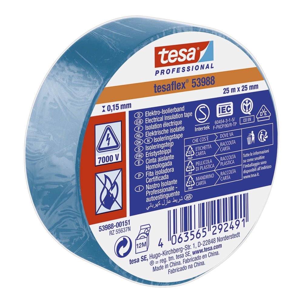 Fita isolante pvc azul, 25 m x 25 mm_0