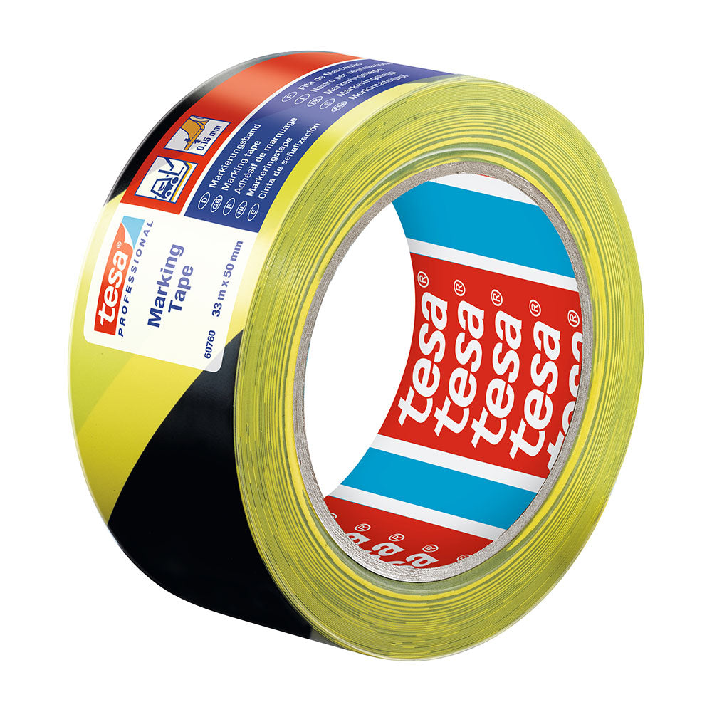 Fita de sinalizaÃ§Ã£o adesivo preto/amarelo 33m x 50mm 60760 tesa_0