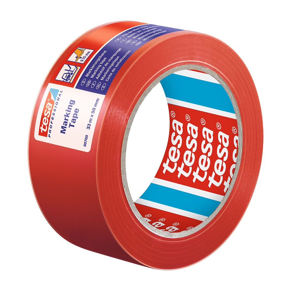 Fita de sinalizaÃ§Ã£o adesivo vermelha 33m x 50mm 60760 tesa_0
