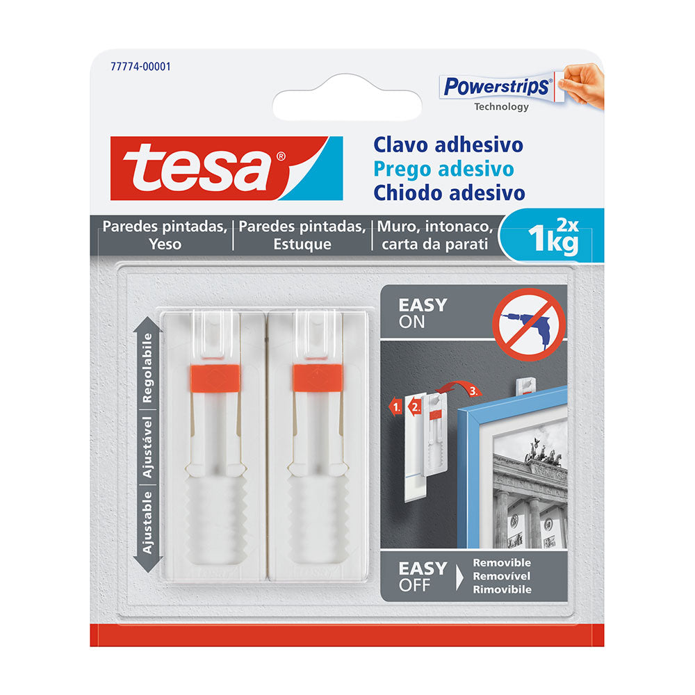 Prego adesivo atÃ© 1kg parede pintada 77774 tesa_0