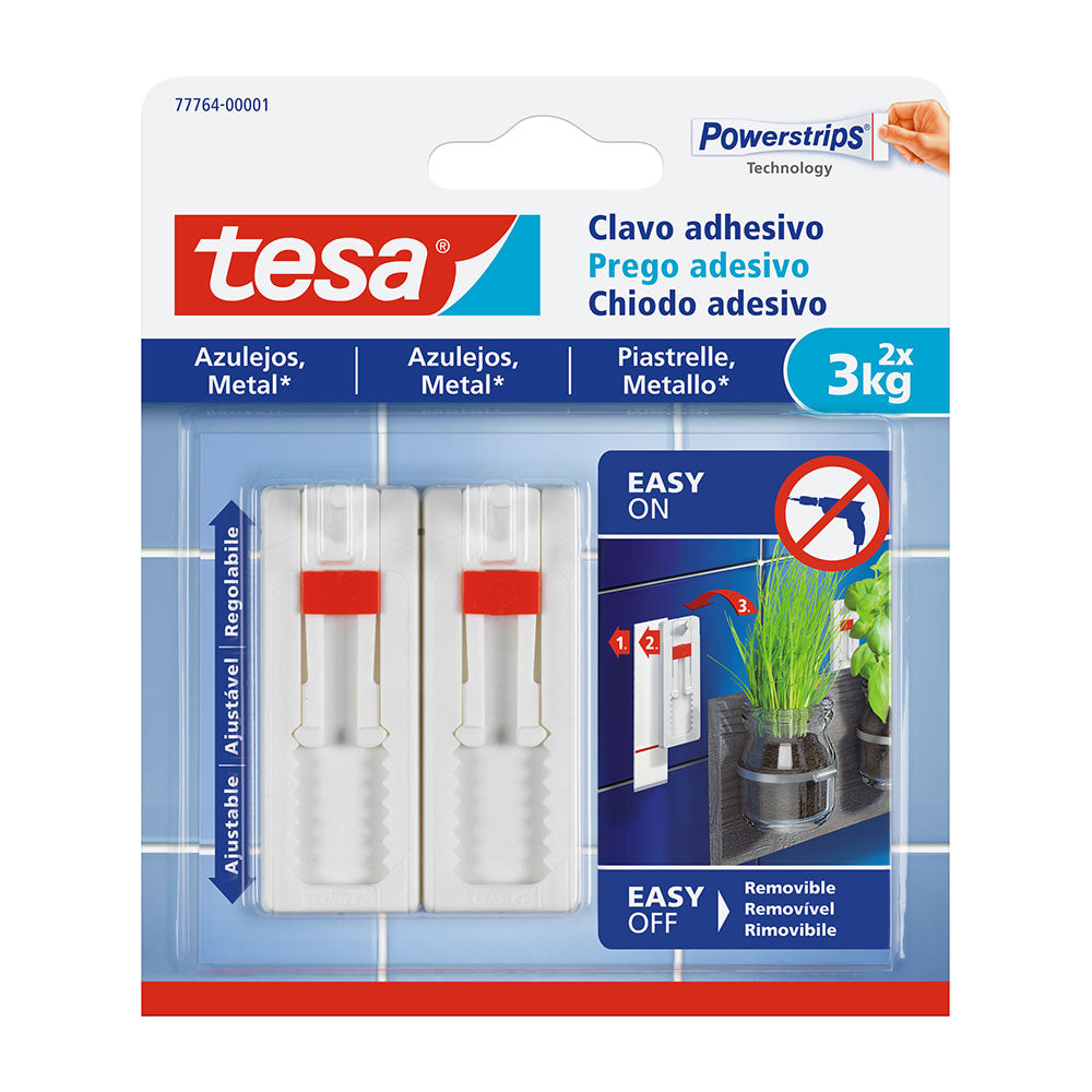 Prego adesivo atÃ© 3kg azulejo 77764 tesa_0