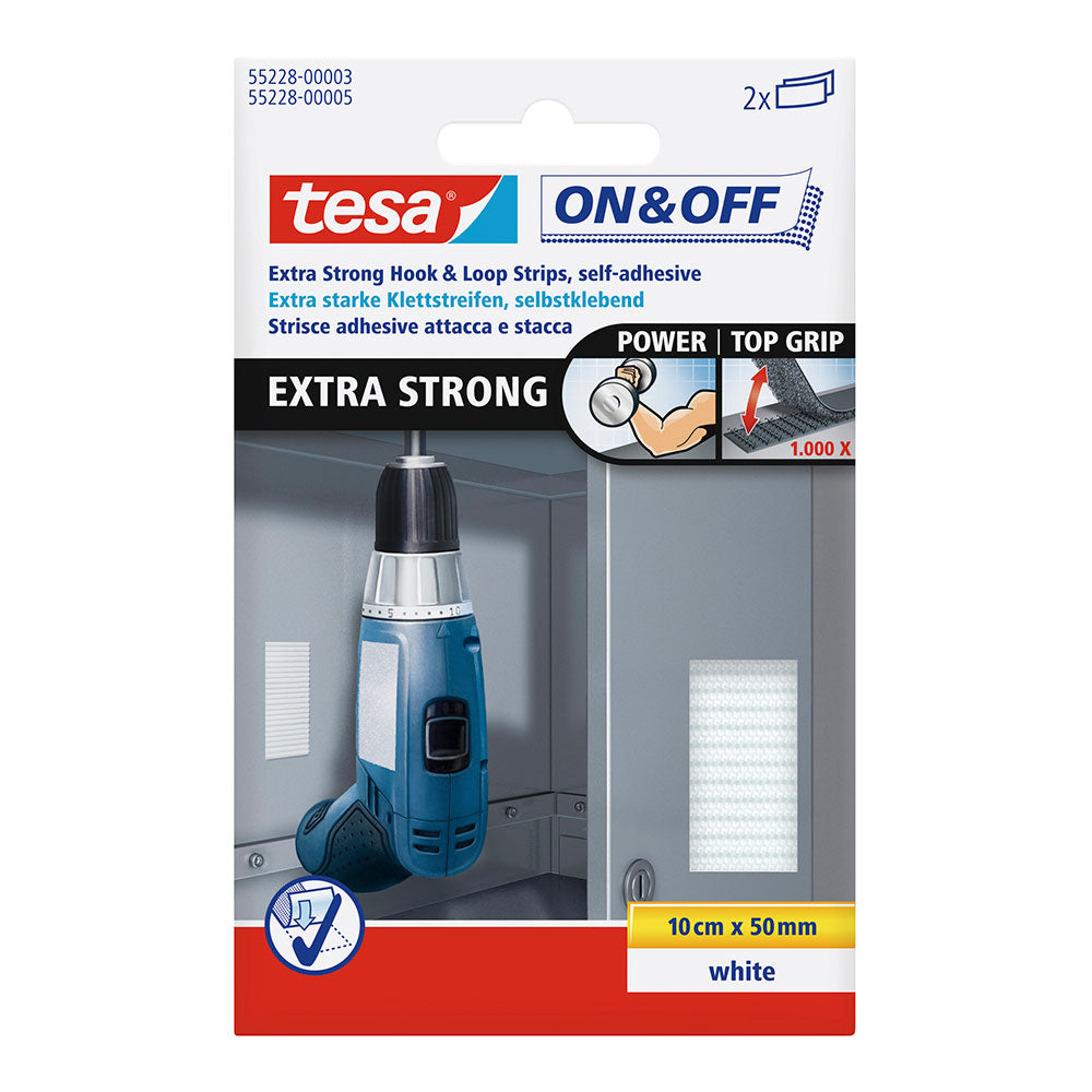 Fitas velcro extra forte 10cm x 50mm 2 pares branco 55228 tesa_0