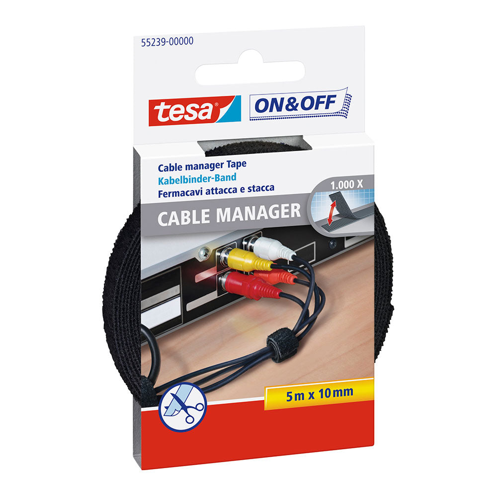 Organizador de cabos fita velcro 5m x 10mm preto 55239 tesa_0