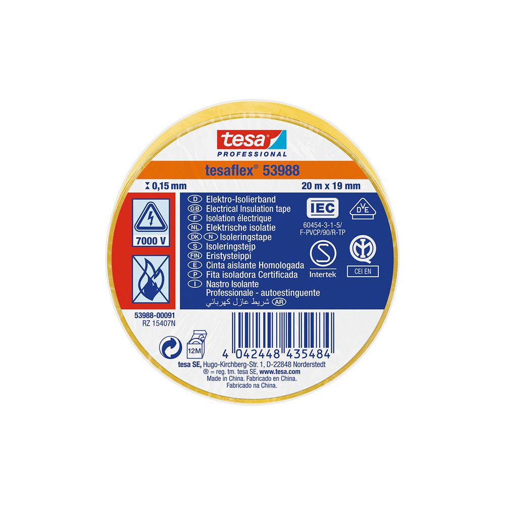 Fita isolante homologada amarela 20m x 19mm 53988 tesa_0